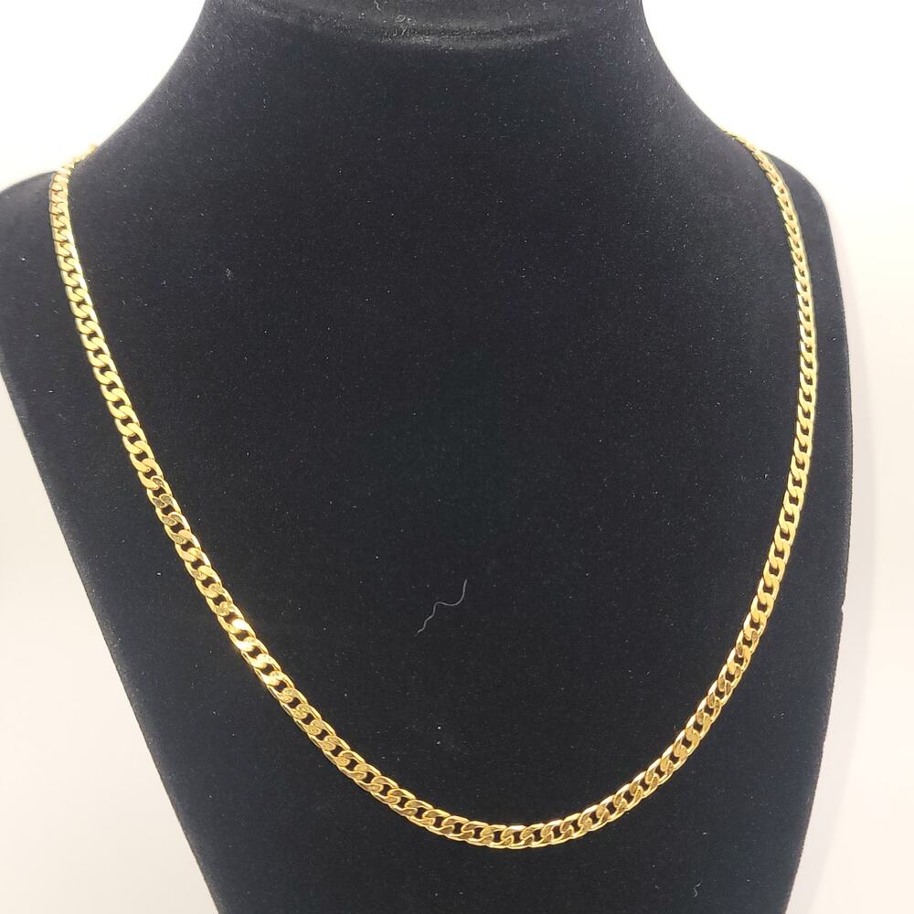 Polished Yellow Gold-tone Men's Cuban Link Chain Necklace